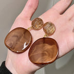 Vintage-Style Brown Resin Drop Earrings