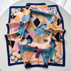 Silk Imitation Scarf for Women Square Design Print Hairbands Foulard Bandana Neck Kerchief Headbands Decoration
