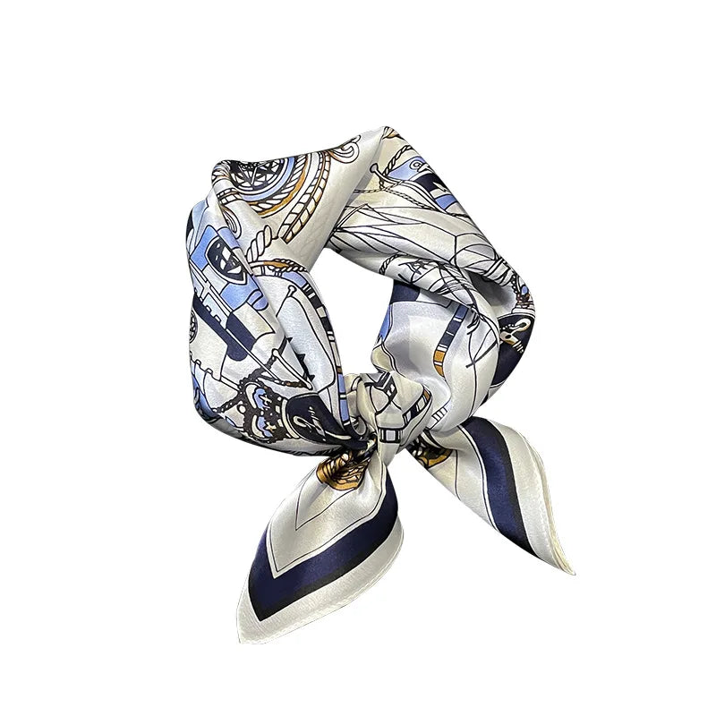 100% Silk Scarf Women elegant Headband Spring Square Fashion Print Hair Foulard Female Lady Shawl Wraps Hijab Bandana Scarves