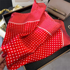Women's Silk Scarfs Polka Dot Print Versatile Fashionable Trendy Harajuku Elegant Sun Girls Protection Small Square Scarfs Cute