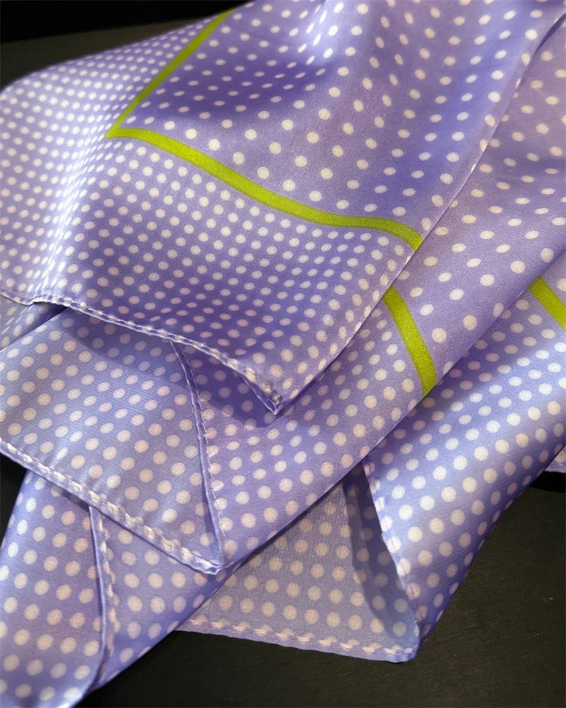 Women's Silk Scarfs Polka Dot Print Versatile Fashionable Trendy Harajuku Elegant Sun Girls Protection Small Square Scarfs Cute