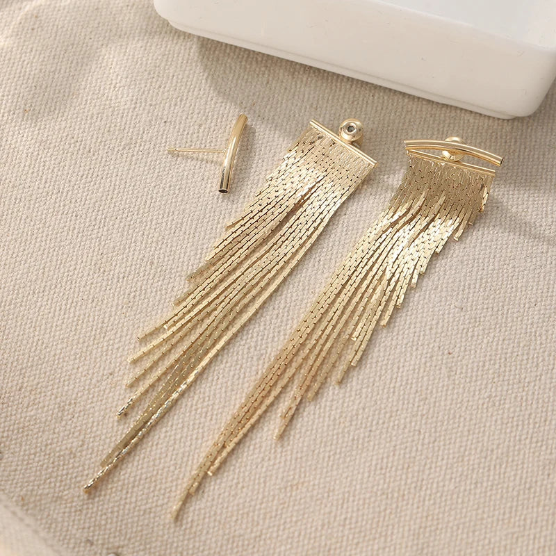 Gold Tassel Drop Earrings