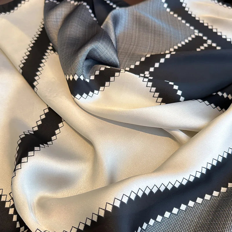 Luxury Silk Feeling Shawl Square Scarf Women Spring Hijab Fashion Wraps Neckerchief Female Hair Bands Ribbon Headband Bandana