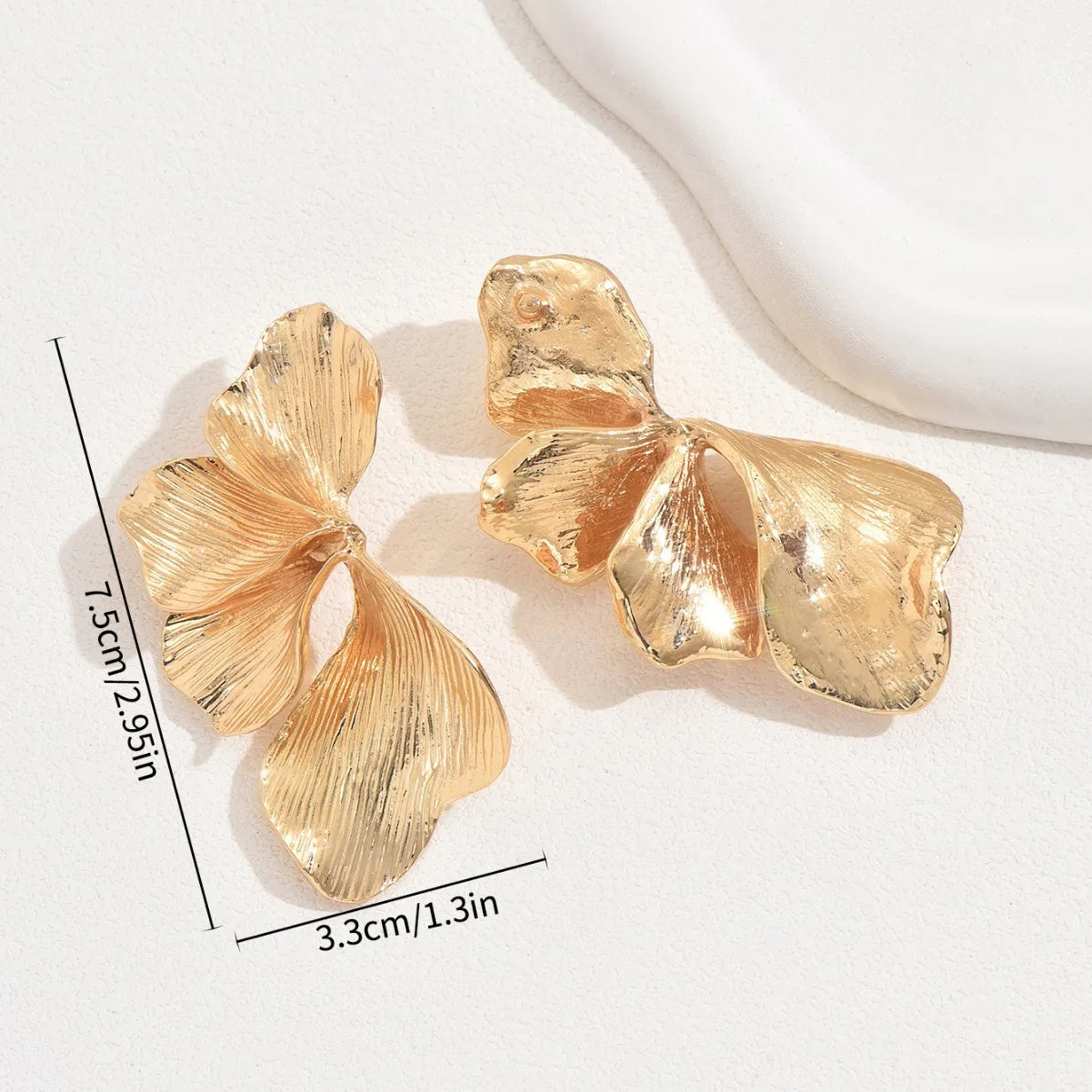 Gold Sculptural Leaf Statement Earrings