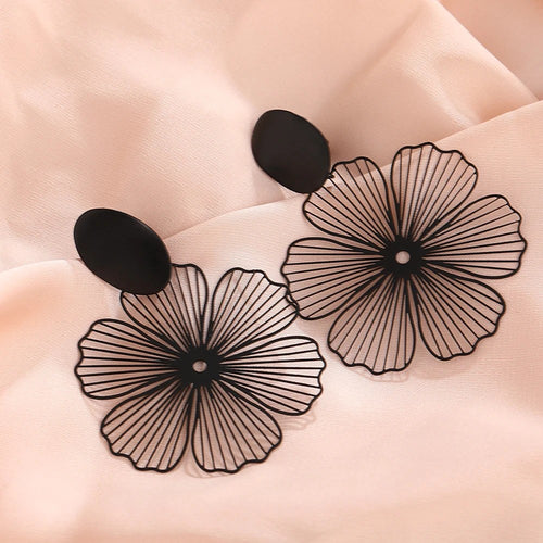 Black Flower Statement Earrings