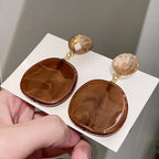 Vintage-Style Brown Resin Drop Earrings