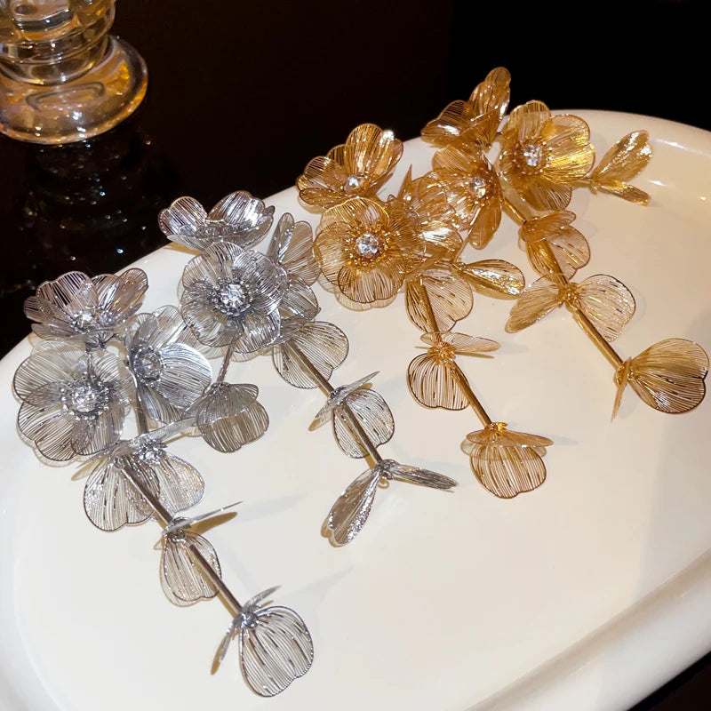 Textured Gold Leaf Drop Earrings