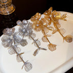 Textured Gold Leaf Drop Earrings