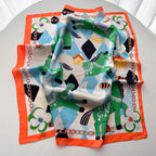 Silk Imitation Scarf for Women Square Design Print Hairbands Foulard Bandana Neck Kerchief Headbands Decoration