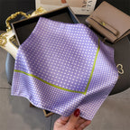 Women's Silk Scarfs Polka Dot Print Versatile Fashionable Trendy Harajuku Elegant Sun Girls Protection Small Square Scarfs Cute