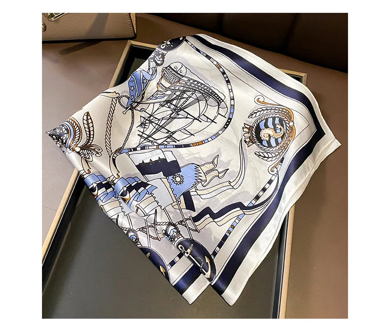 100% Silk Scarf Women elegant Headband Spring Square Fashion Print Hair Foulard Female Lady Shawl Wraps Hijab Bandana Scarves