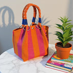 Colourblock Woven Beach Bucket Bag