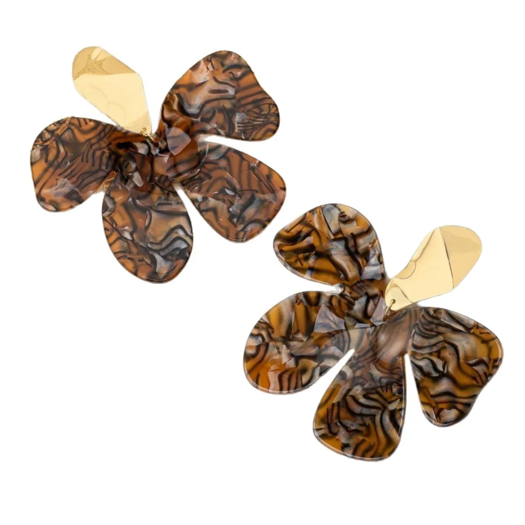 Tortoiseshell Floral Statement Earrings