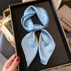 Women's Silk Scarfs Polka Dot Print Versatile Fashionable Trendy Harajuku Elegant Sun Girls Protection Small Square Scarfs Cute