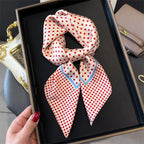 Women's Silk Scarfs Polka Dot Print Versatile Fashionable Trendy Harajuku Elegant Sun Girls Protection Small Square Scarfs Cute