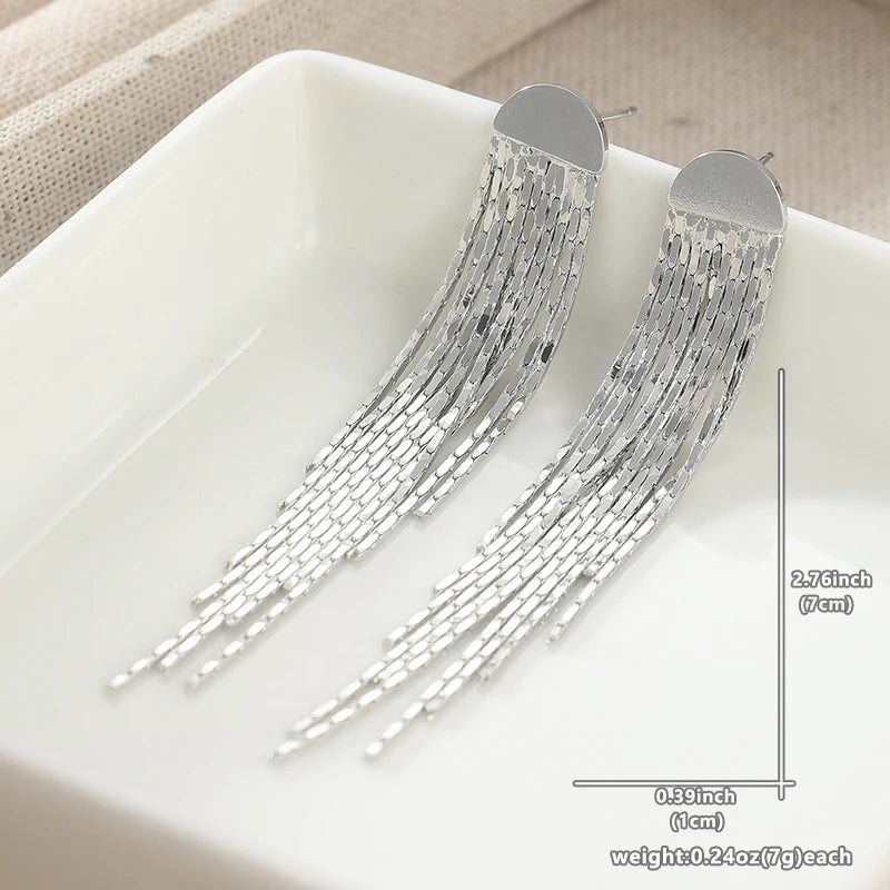 Gold Tassel Drop Earrings