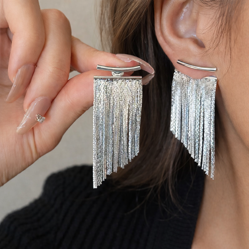 Minimal Chain Tassel Statement Earrings
